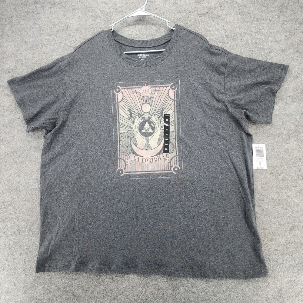 Torrid Heritage Shirt Womens 00 Medium Short Sleeve Gray Tarot